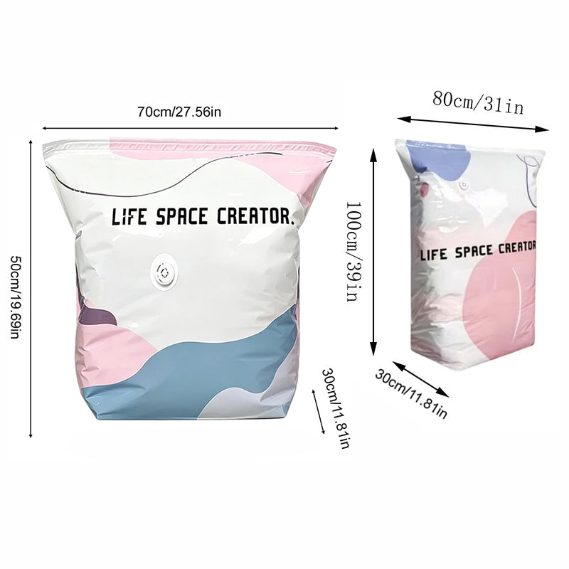Pump-Free 3D Vacuum Bags, 3-Sec Compression, Reusable.