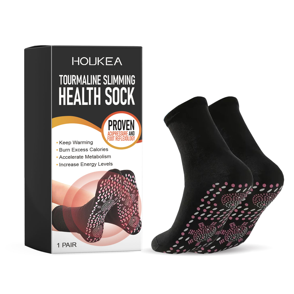 HouKea Tourmaline Slimming Health Socks – Acupressure & Reflexology.