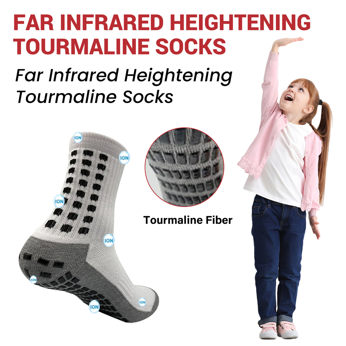 HouKea PeakGrowth Far Infrared Tourmaline Anti-Slip Socks – 1 Pair.