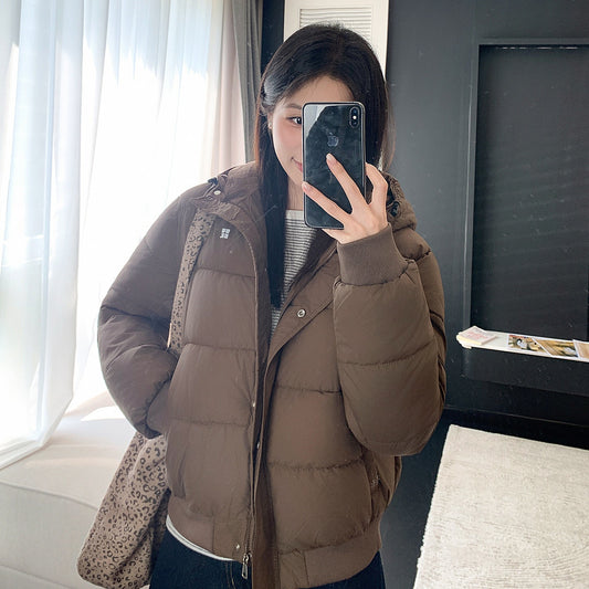 Women's  Retro Hooded Padded Jacket Thick Warm Winter Short Coat for Petite
