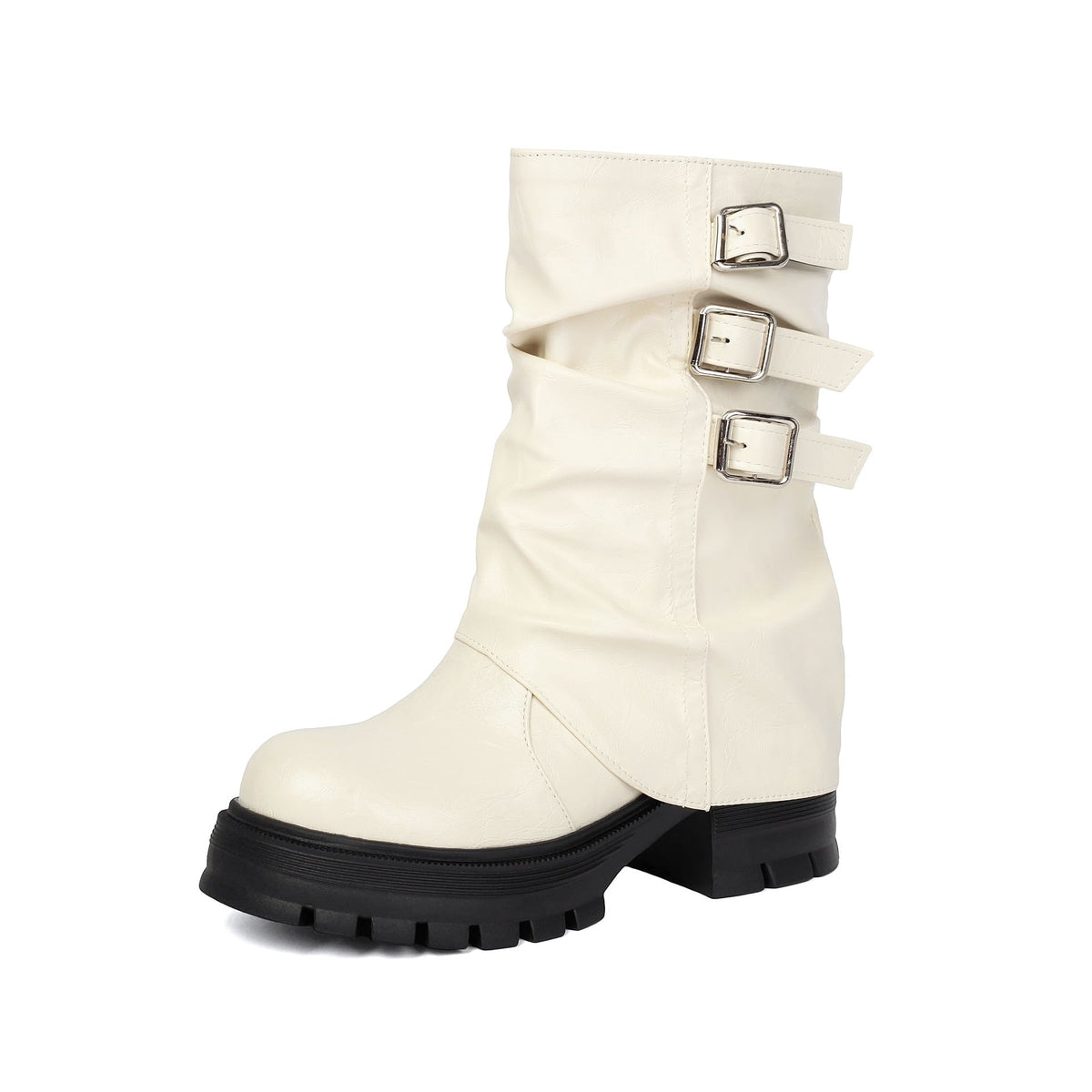 Women's Punk Style Low-Cut Boots with Chunky Heel.