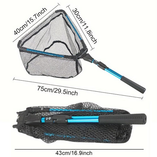 1PC Aluminum Alloy Retractable Triangular Fishing Net – Telescopic Folding Landing Net with Extendable Pole, Portable Collapsibl