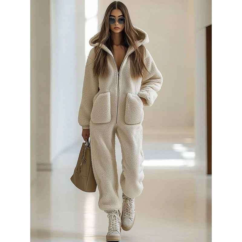 Women's Hooded Straight Leg Jumpsuit.