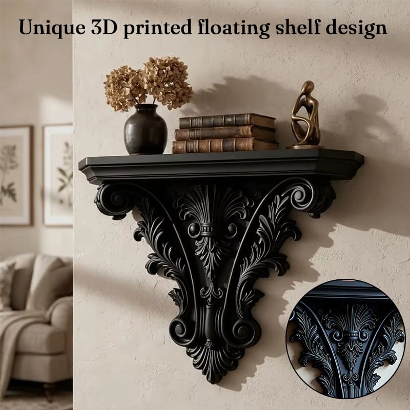 Gothic 3D Carved Floating Wall Shelf.