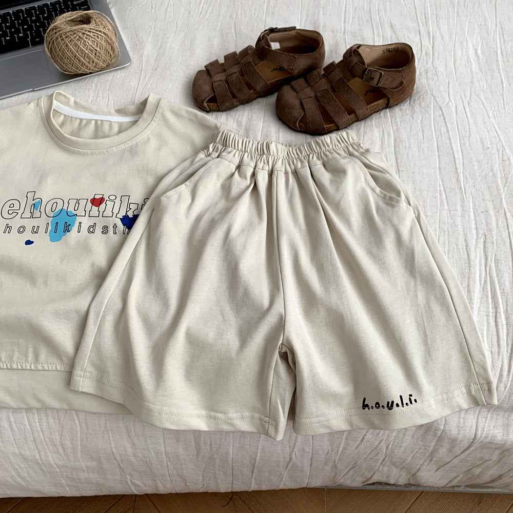 Children's Cartoon Vest & Shorts Summer Two-Piece Set.