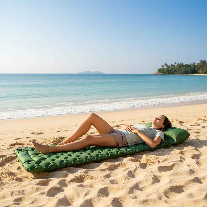 Ultralight Inflatable Camping Sleeping Pad with Pillow.