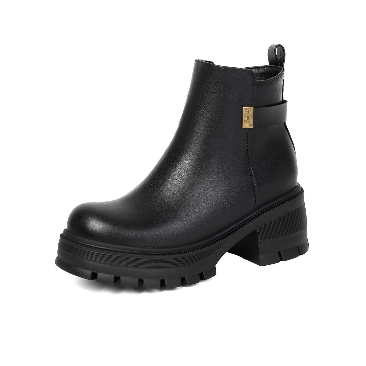 Women's Wide-Fit Suede Ankle Boots with Side Zipper & Chunky Heel.