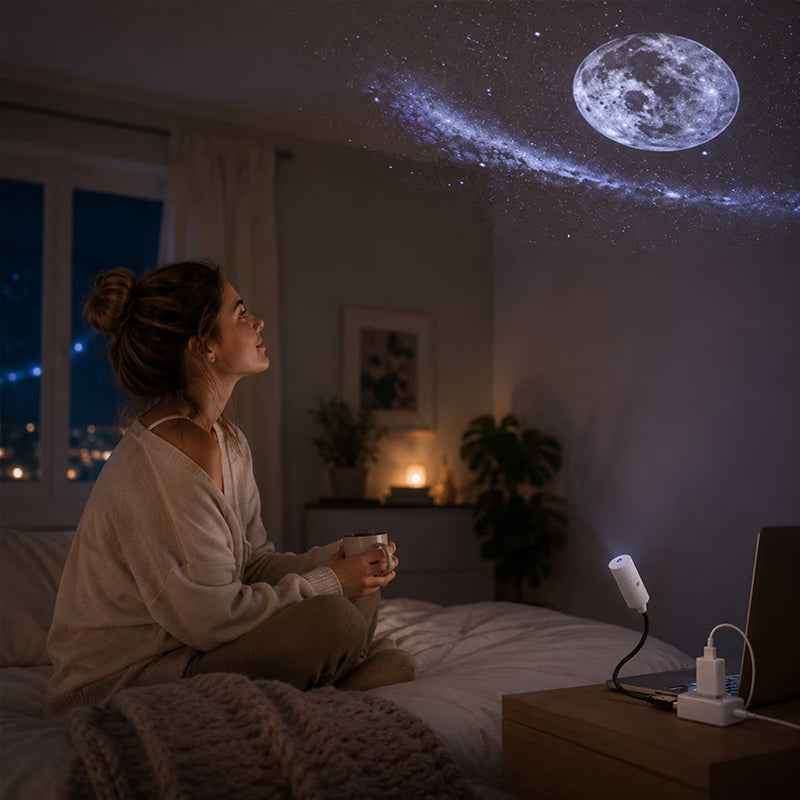 USB Star Projector – Plug & Play, Interchangeable Patterns for Bedroom & Living Room.