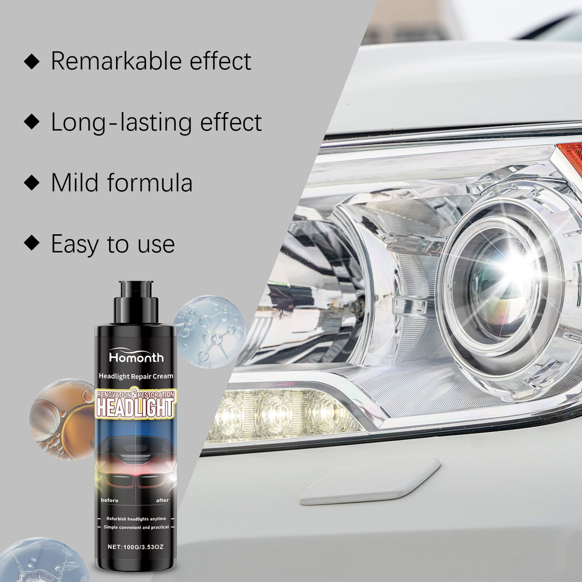 Automotive Headlight Repair Paste, Fill Scratches Repair Wear Lamps Care Maintenance Lamp Supplies.