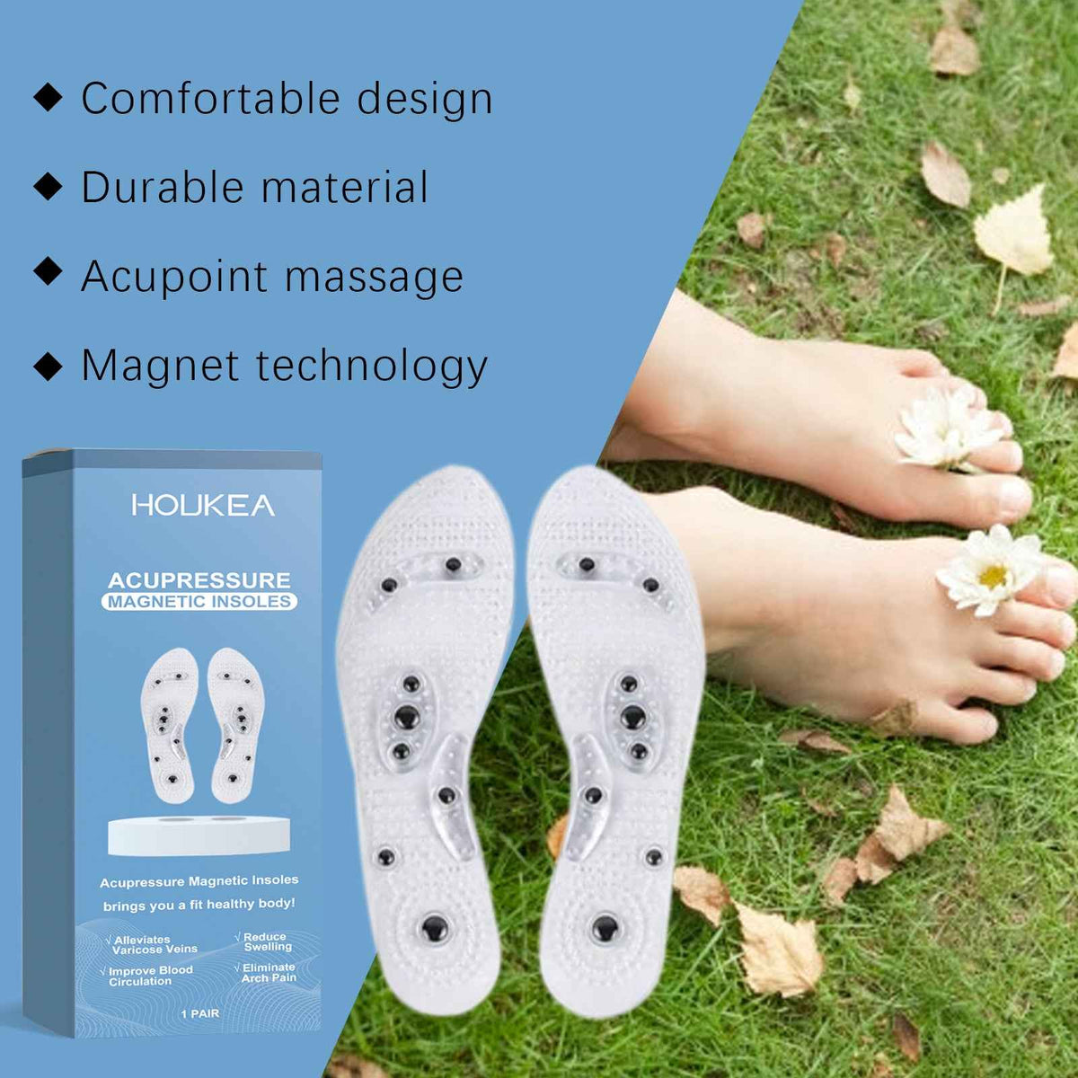 Pressure Relief Foot Insoles – Breathable & Durable Massage Support.