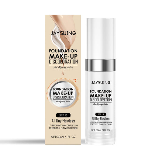 Jaysuing Warm Change Liquid Foundation, Moisturizing Natural Concealer Long Lasting Moisture Without Dehydrating Makeup Bright Warm Change Liquid Foundation