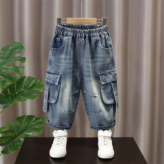 Boy's Straight Leg Denim Cargo Pants