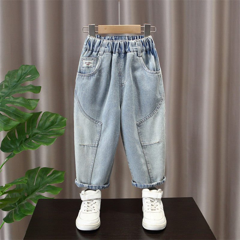 Boys Casual Light Wash Vintage Denim Jeans