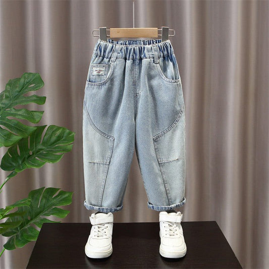 Boys Casual Light Wash Vintage Denim Jeans