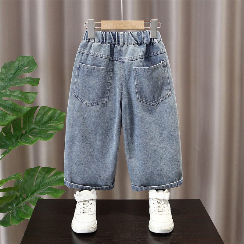 Boys' Casual Distressed Jeans Loose Straight Leg Pants