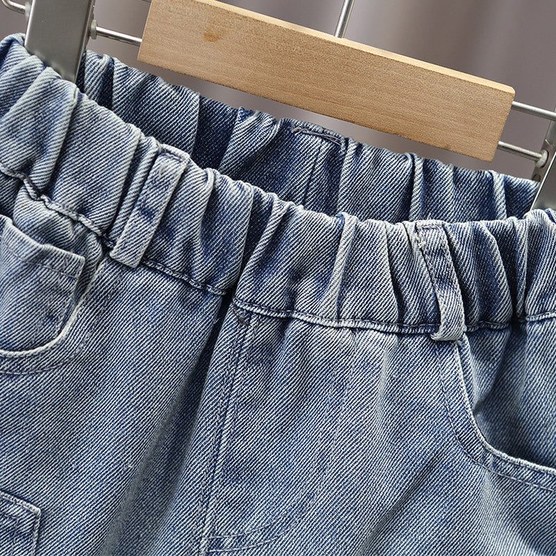 Boys' Casual Distressed Jeans Loose Straight Leg Pants