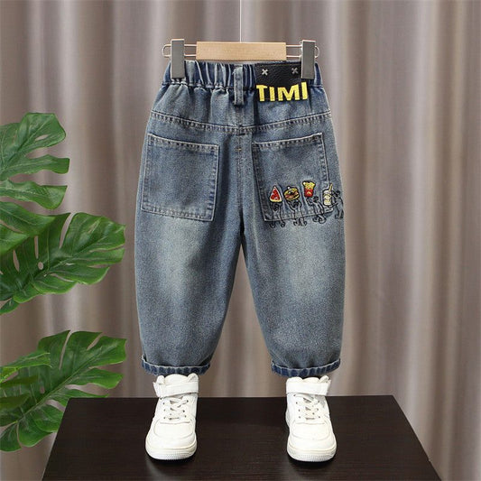 Loose Straight Leg Denim Pants for Boys
