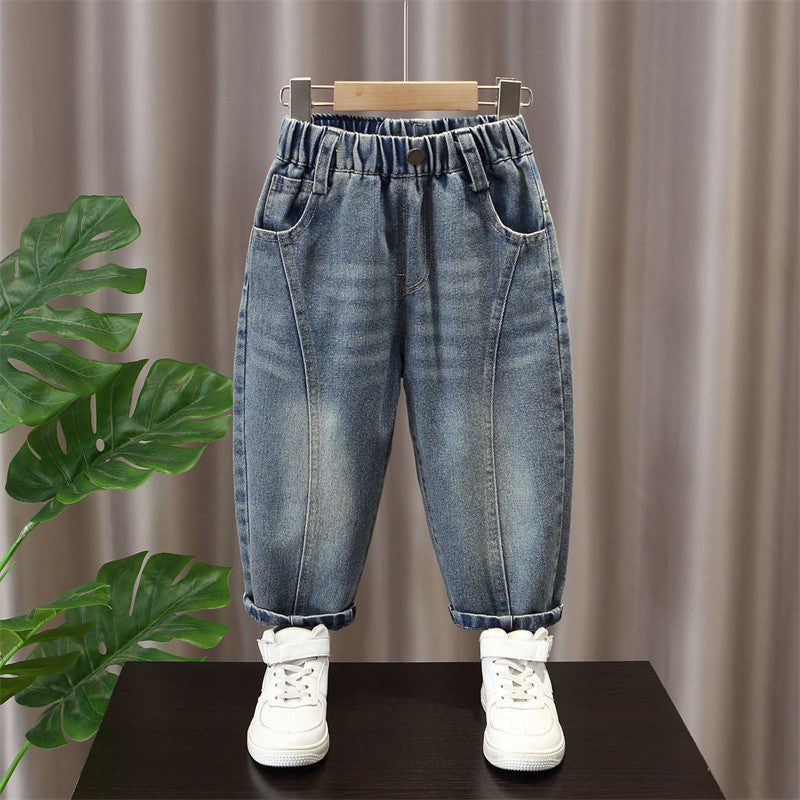 Loose Straight Leg Denim Pants for Boys