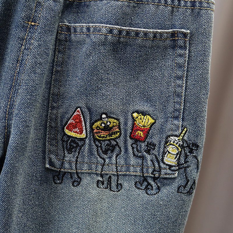 Loose Straight Leg Denim Pants for Boys