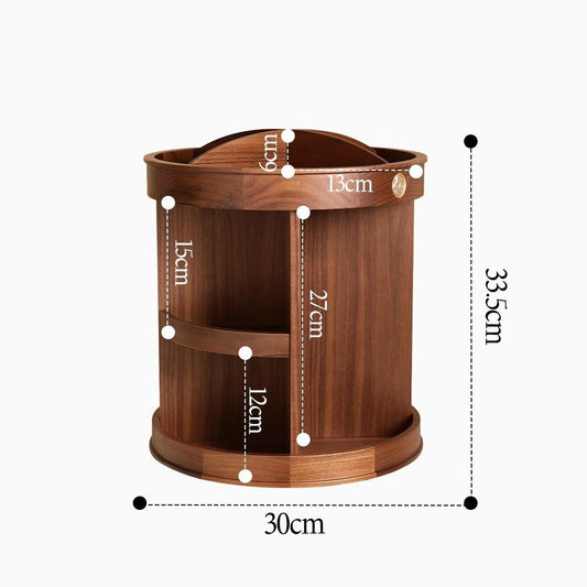 Cosmetics desktop storage cabinet with rotating solid wood