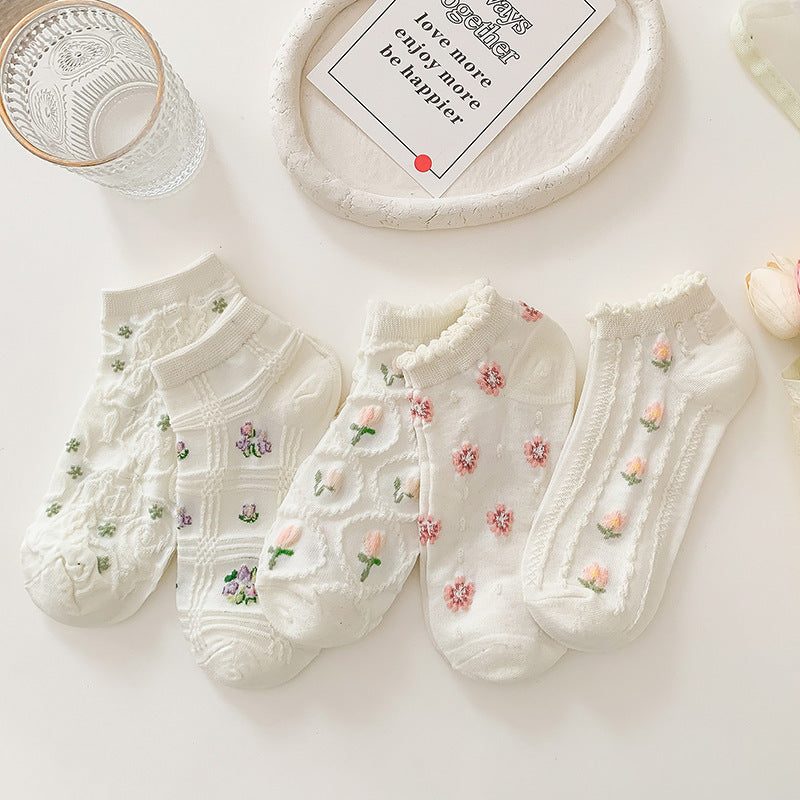 Lettuce-Trim Floral Socks