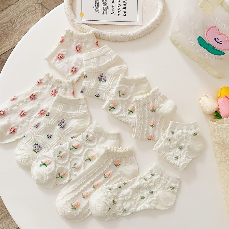 Lettuce-Trim Floral Socks