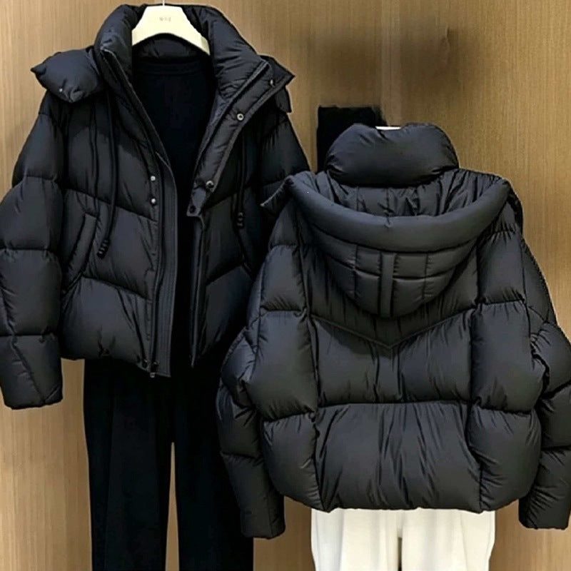 Thick Quilted Down Cotton Loose Puffer Jacket for Women