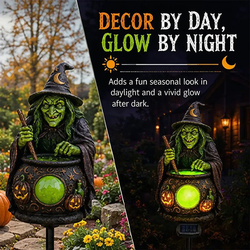 Solar Halloween Garden Lights – Witch Shoe, Pumpkin & Resin Stake Lanterns, Dusk-to-Dawn Auto On/Off for Yard & Outdoor Path