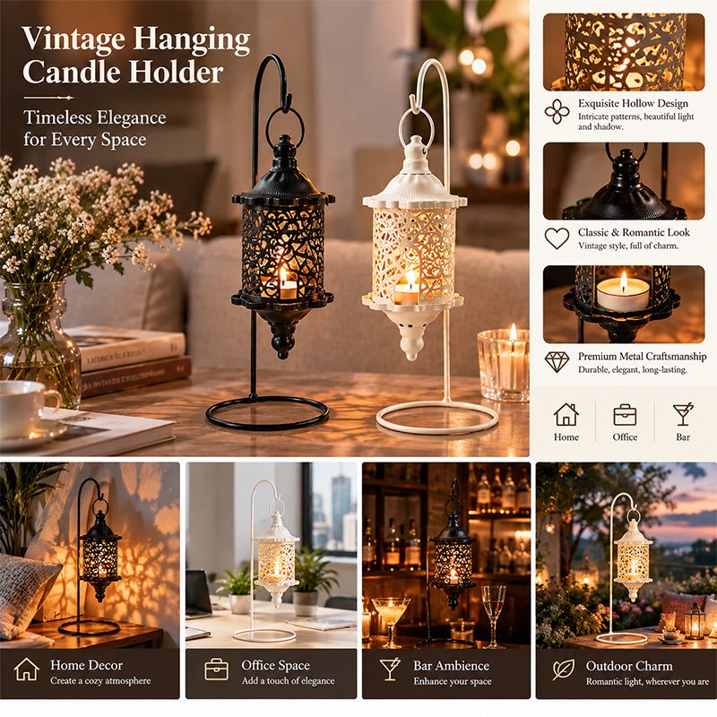 Vintage Hollow Metal Candle Holder – Luxury Retro Iron Candle Stand, Handcrafted Aromatherapy Candle Base for Office & Home