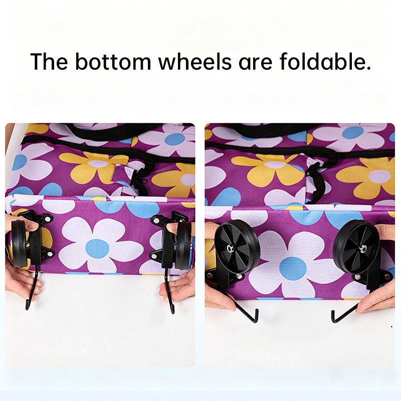 Portable Foldable Shopping Cart with Wheels - Lightweight Backpack Style Travel Trolley for Groceries & Storage