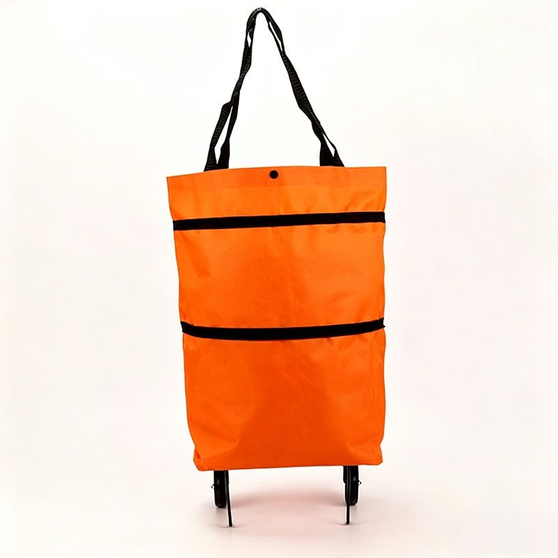 Portable Foldable Shopping Cart with Wheels - Lightweight Backpack Style Travel Trolley for Groceries & Storage