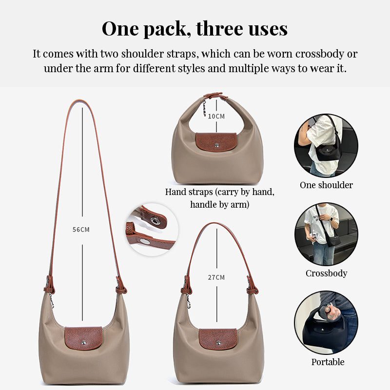 Premium Nylon Lunch Bag, Waterproof Insulated Lunch Box Tote, Handheld & Crossbody Dumpling Bag for Work, School, and Commuting