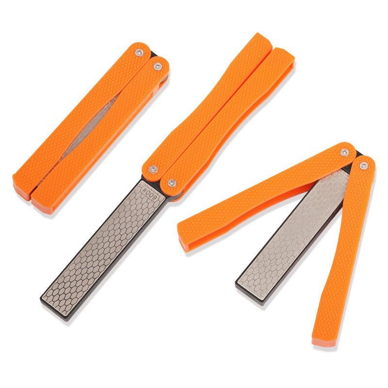 Foldable Pocket Knife Sharpener Tool - Dual Grit Diamond Sharpening Stone, Compact for Camping Hiking