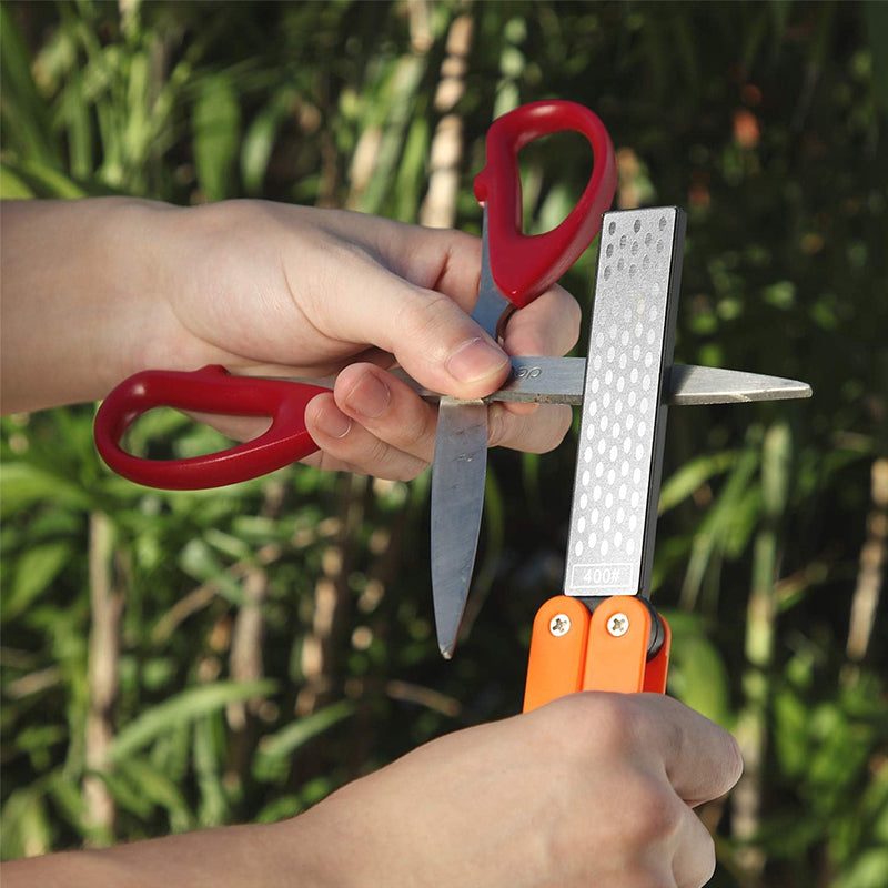Foldable Pocket Knife Sharpener Tool - Dual Grit Diamond Sharpening Stone, Compact for Camping Hiking