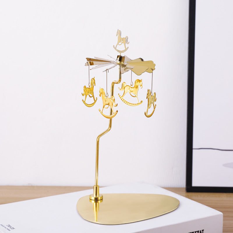 Carousel Candle Spinner Holder, Rotating Heat-Powered Candlestick with Tray