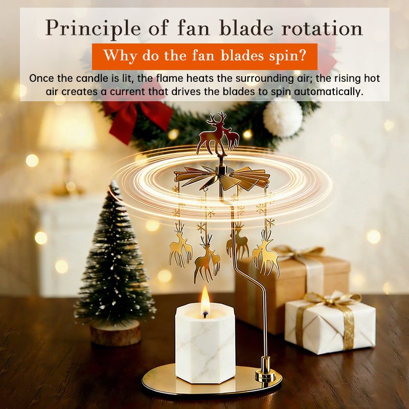 Carousel Candle Spinner Holder, Rotating Heat-Powered Candlestick with Tray