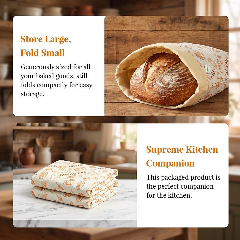 Reusable Beeswax Bread Bags – Natural Beeswax-Lined Cotton Bags for Freezer & Fridge Storage