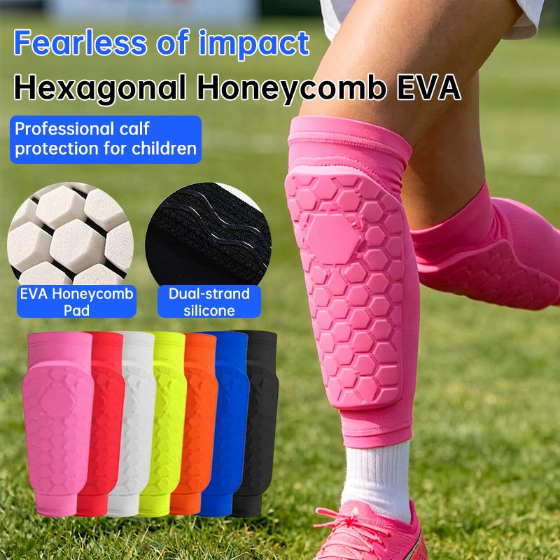 Kids Soccer Shin Guards, Lightweight EVA Honeycomb with Non-Slip Silicone