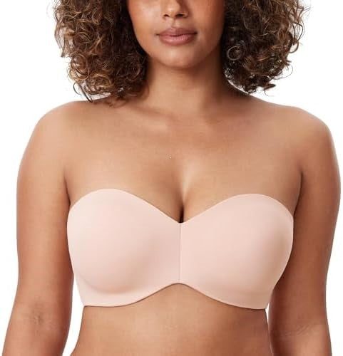 Women's strapless bra with unlined steel rims and reduced chest size