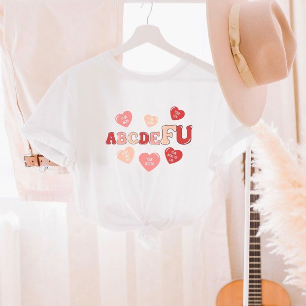 abcdeFU w/ 6 Red & Pink Hearts - Design 1.