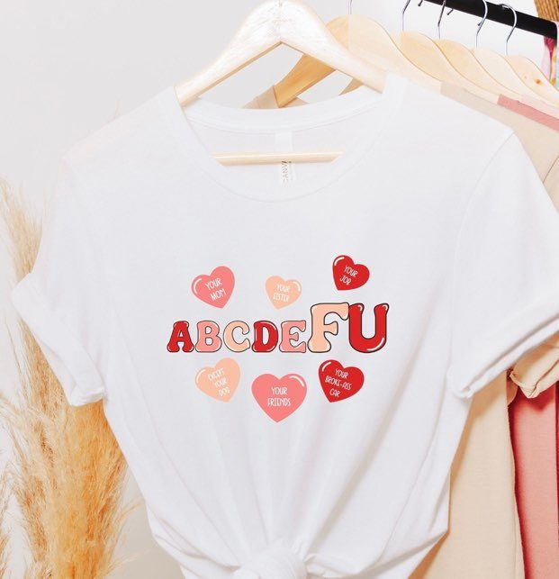 abcdeFU w/ 6 Red & Pink Hearts - Design 1.