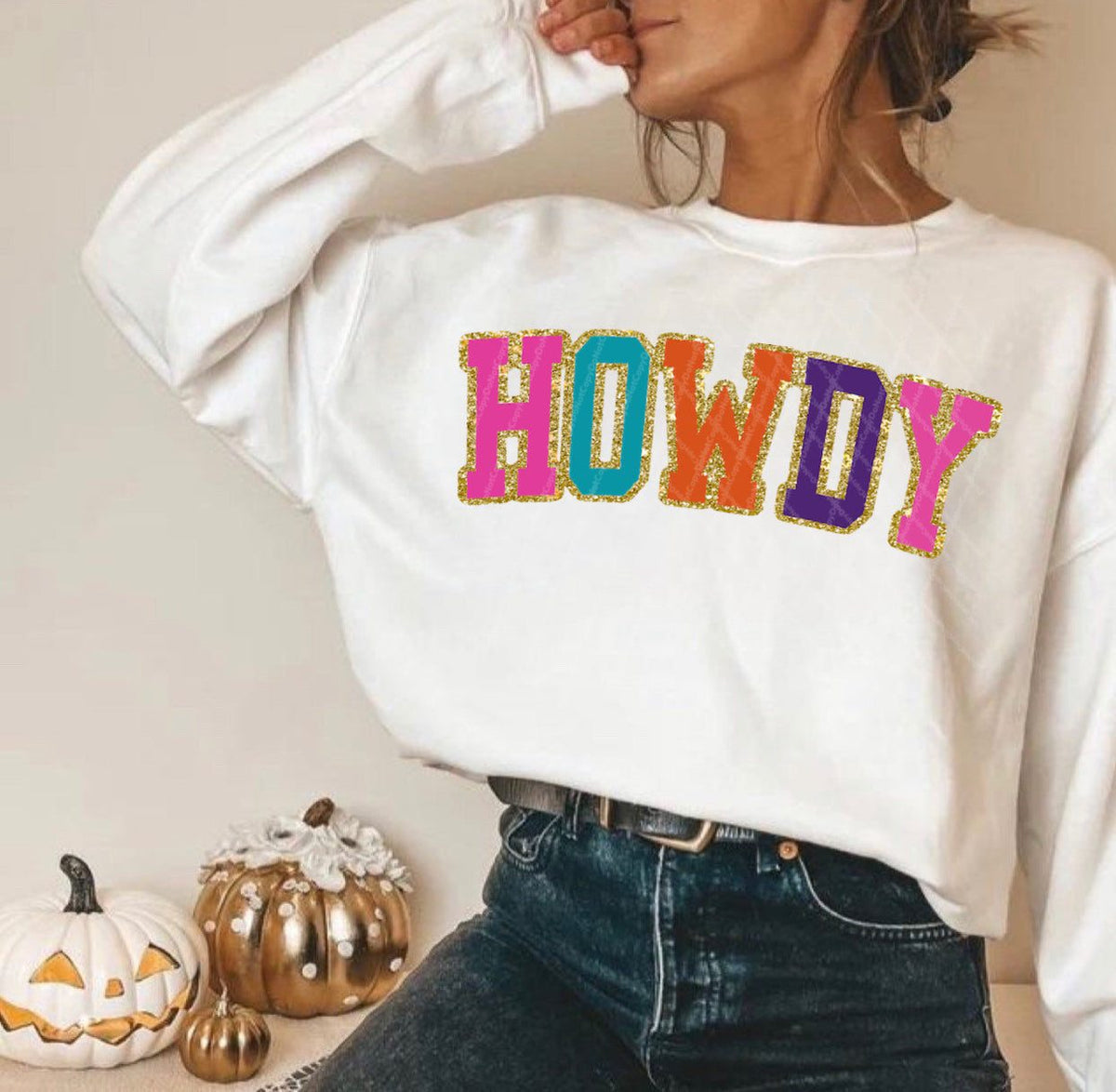 Howdy w/ Glitter Print.