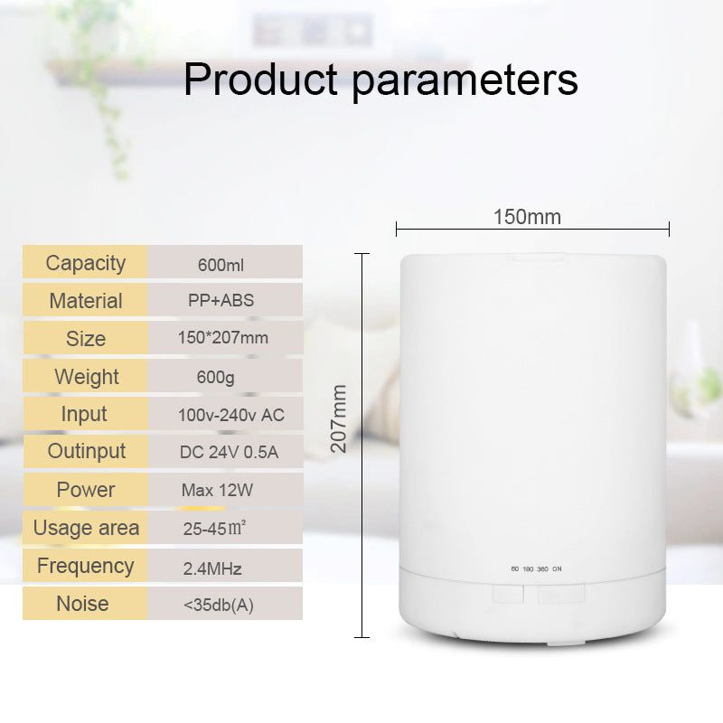 600ML Aromatherapy Humidifier Colorful Gradient Unprinted Humidifier Home