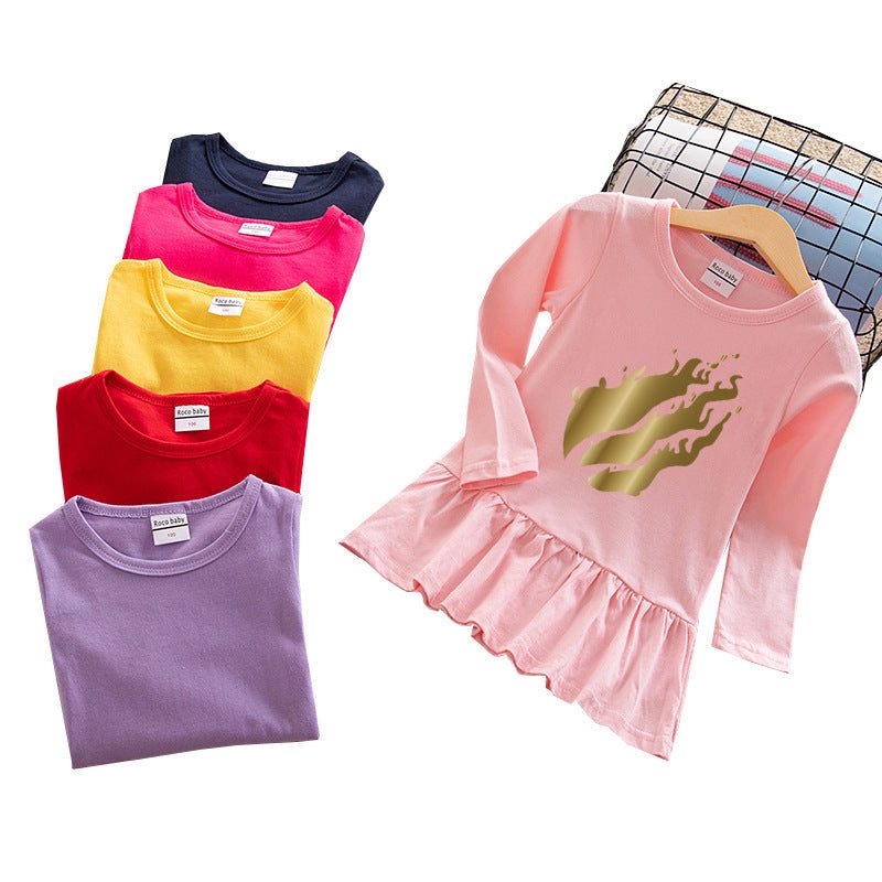 Girls' Round Neck Cotton Dress.