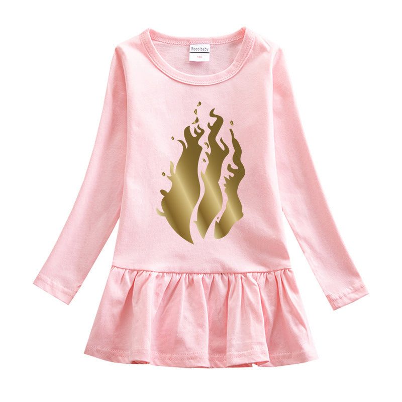 Girls' Round Neck Cotton Dress.