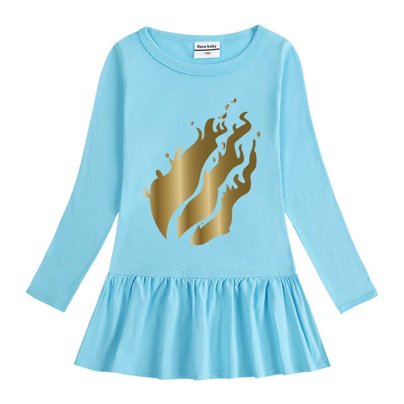Girls' Round Neck Cotton Dress.