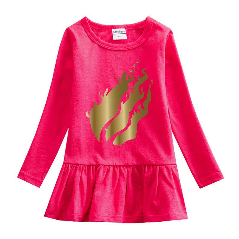 Girls' Round Neck Cotton Dress.