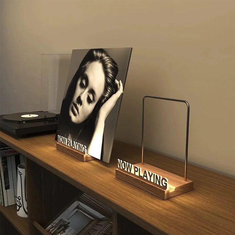Wooden Vinyl Record Stand & Desktop CD Display Rack.