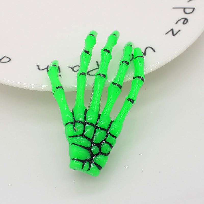 Glow-in-the-Dark Halloween Hand Bone Hair Clip.