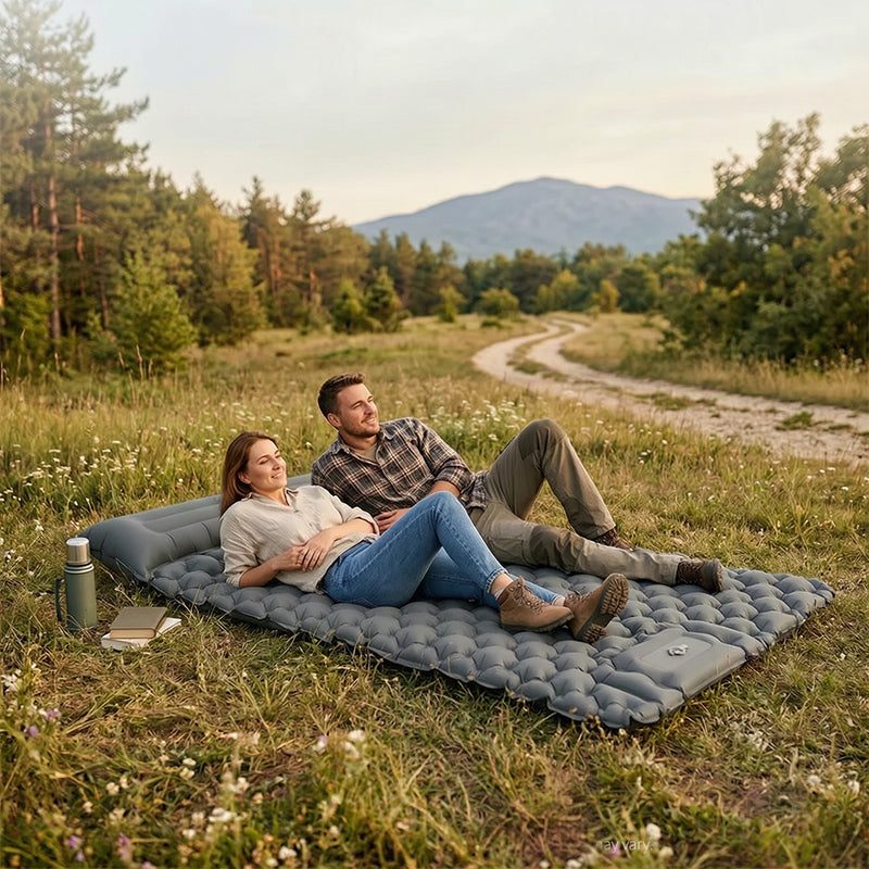 Ultralight Inflatable Camping Sleeping Pad with Pillow.